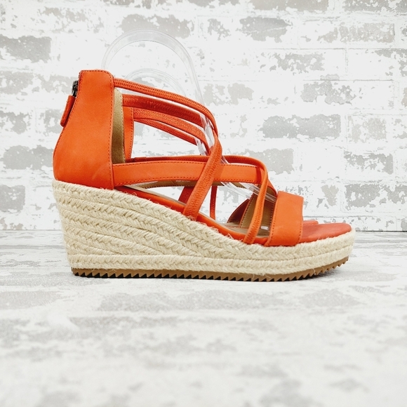 New Eileen Fisher Wanda Orange Suede Espadrille H603 - Picture 5 of 12